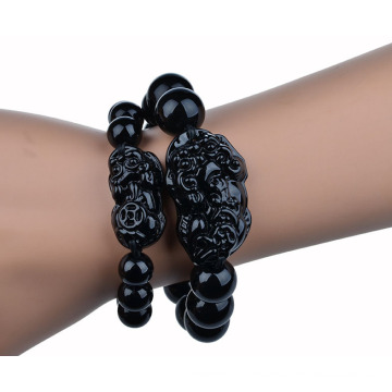 Wholesale obsidian strands fashion natural quartz beads crystal gemstone bangles bracelets for men women jewelry
